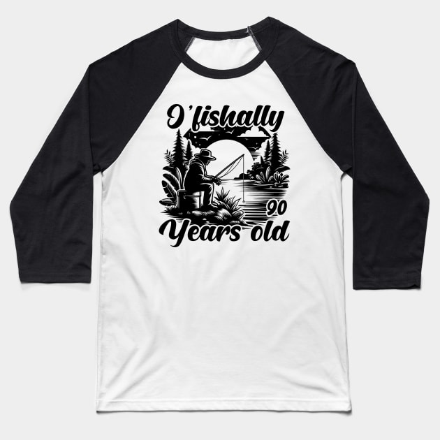 Ofishally 90 Year Old Fishing 90th Birthday Party Fishermen Baseball T-Shirt by cyryley